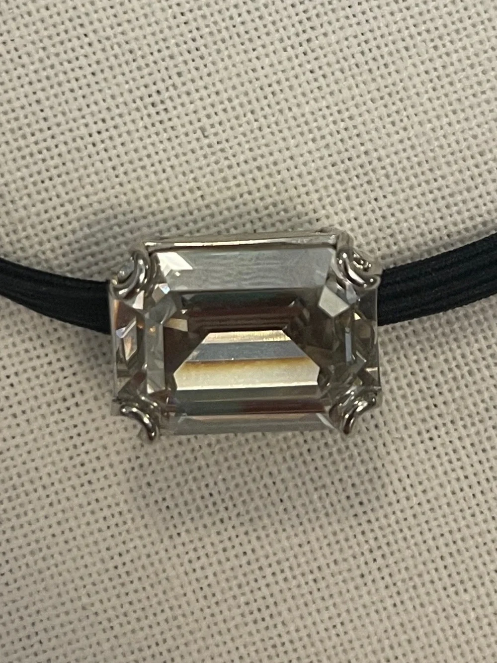 henri bendel Black Elastic Hair Tie with Clear Crystal Accent NEO